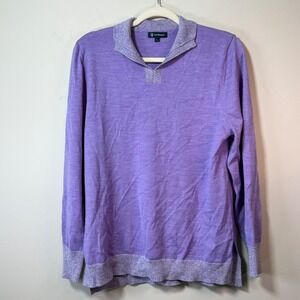 Turtleson Maeve Sweater Pullover Women's Large Purple Excellent Polo Knit Wool